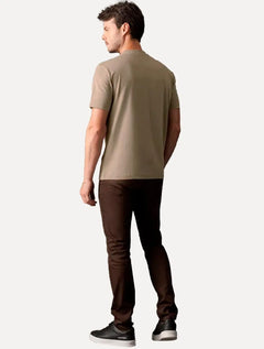 Camiseta Calvin Klein Masculina Embossing Logo Relevo Caqui Médio