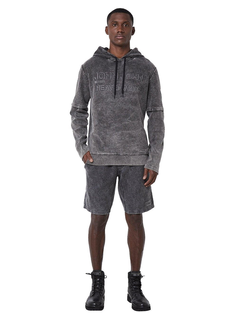 Bermuda John John Moletom Masculina Torino Preto Mescla