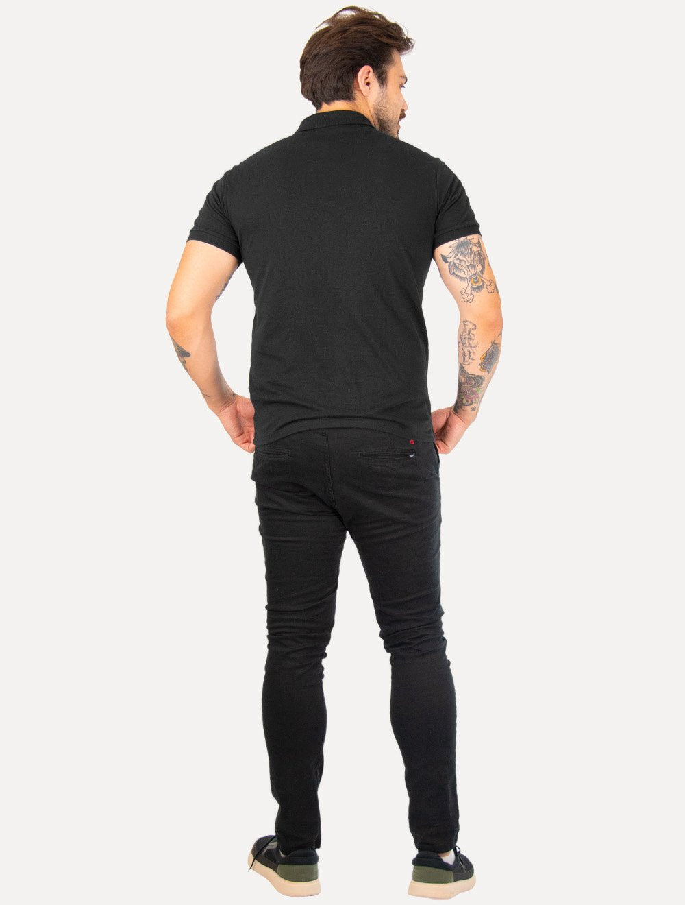 Polo Colcci Masculina Piquet Dark Logo Preta