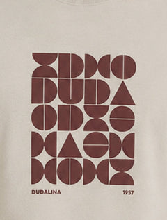 Camiseta Dudalina Masculina Comfort Estampada Geo Letters Cáqui Claro