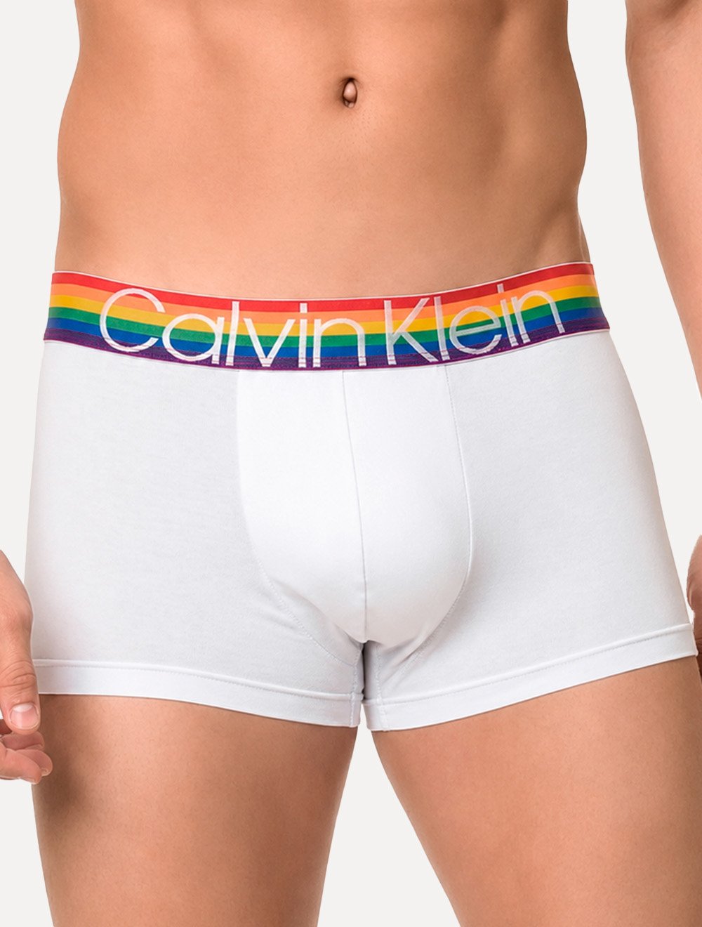 Cueca Calvin Klein Low Rise Trunk Cotton CK Cós Pride Branca
