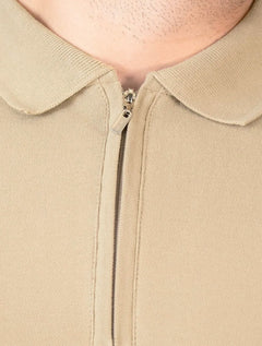 Polo Aramis Masculina Piquet Ziper Cáqui Escuro