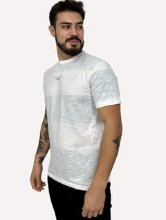 Camiseta John John Masculina Regular Noise Block Branca/Cinza