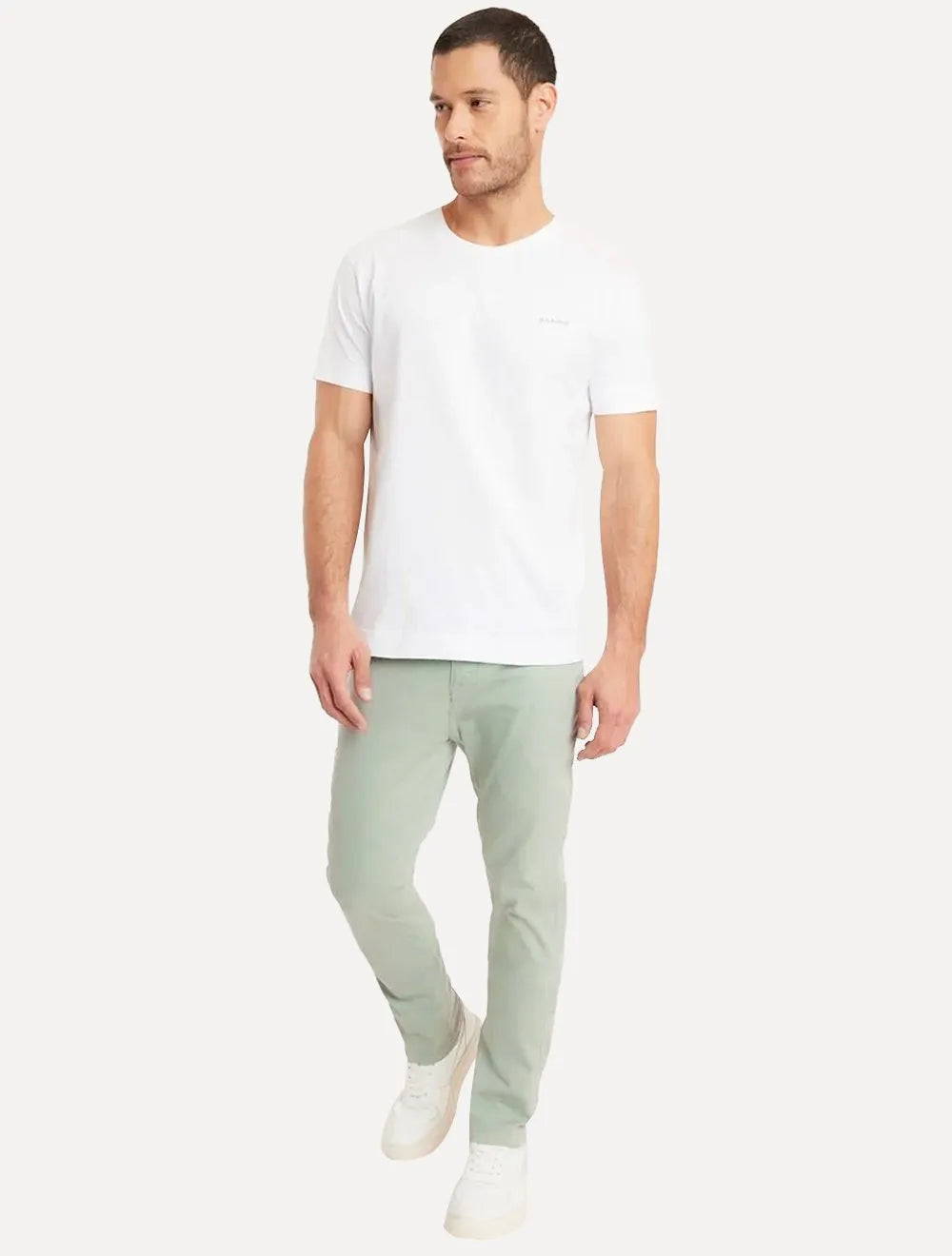 Calça Aramis Masculina Chino Sarja Classica Button Verde Claro