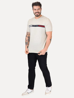 Camiseta Tommy Hilfiger Masculina Chest Insert Logo Areia Mescla