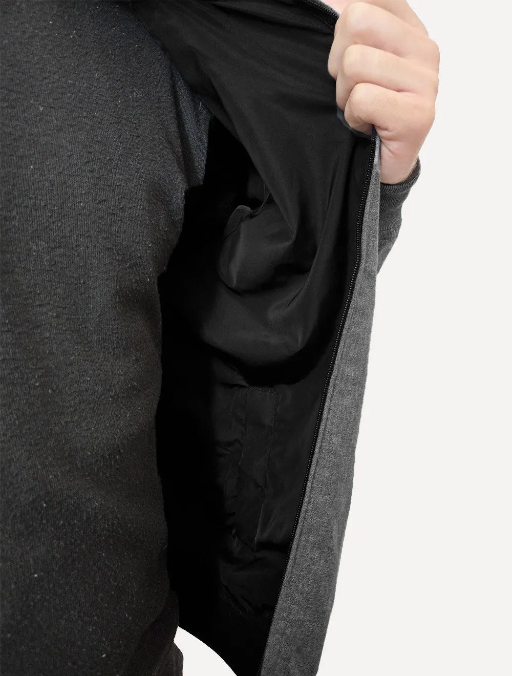 Jaqueta Aramis Masculina Bomber Dupla Preta/Grafite Mescla