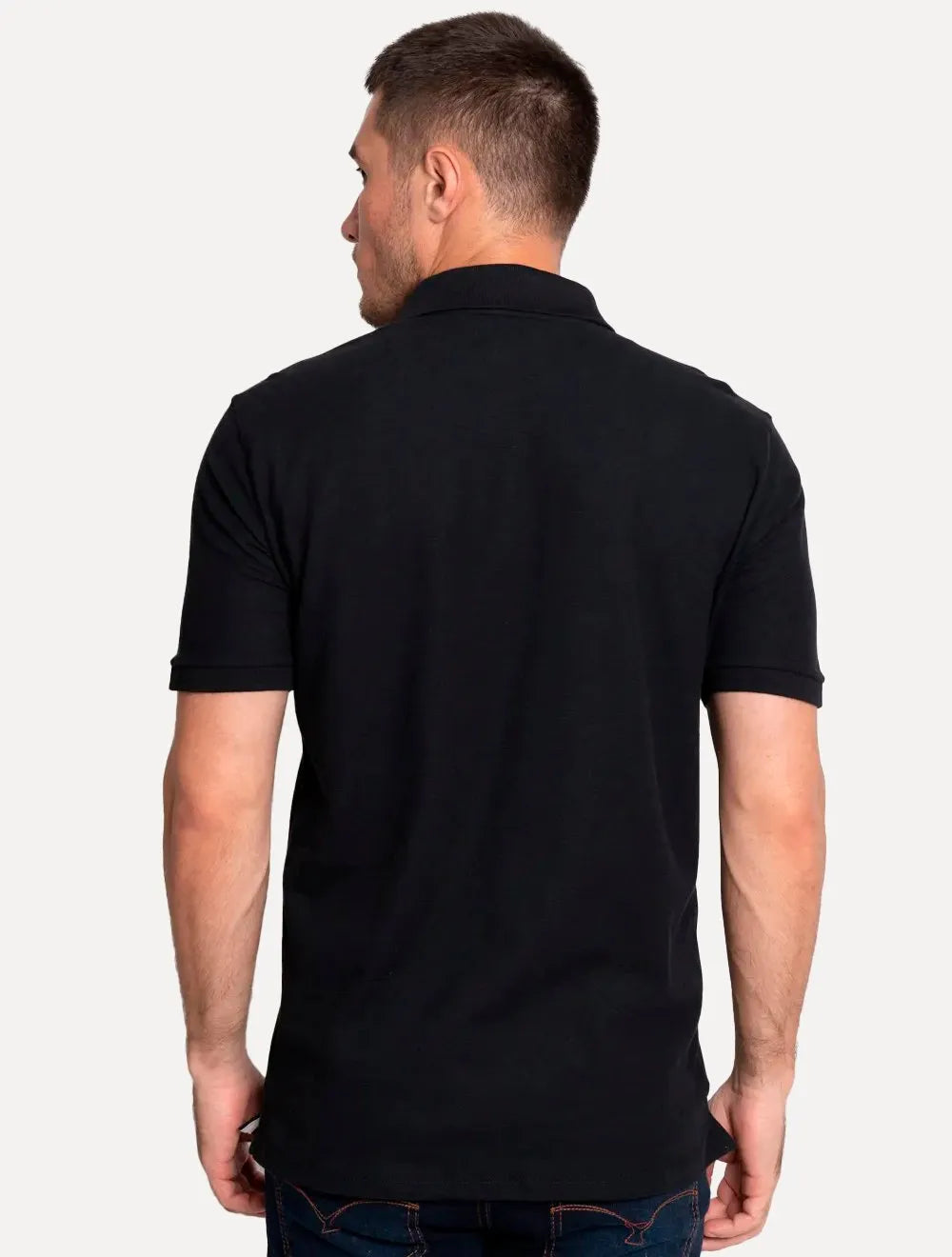 Polo Aleatory Masculina Piquet Melange Inner Contrast Preta