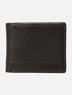Carteira Calvin Klein Couro Horizontal Logo Floater Recorte Marrom
