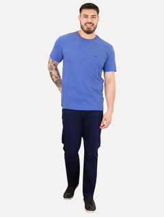 Camiseta Tommy Jeans Masculina Regular Jersey C-Neck Flag Azul Médio