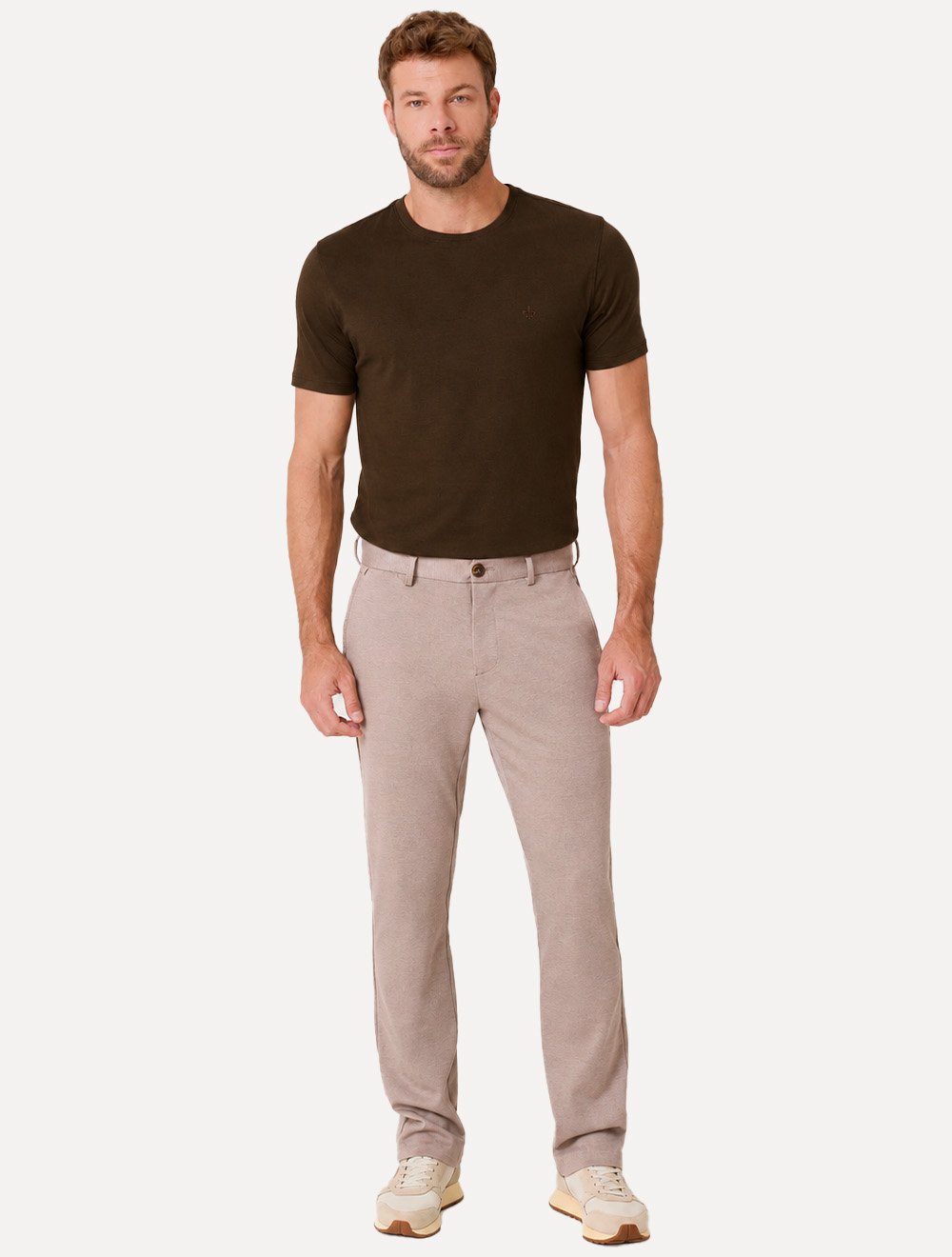 Camiseta Dudalina Masculina Essentials Mono Logo Marrom Médio