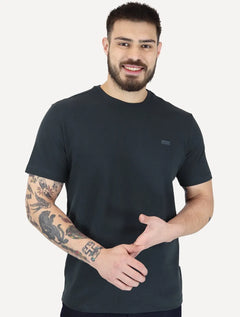 Camiseta Calvin Klein Masculina Piquet Rubber Patch Mono Logo Azul Marinho