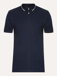Polo Aramis Masculina Piquet White Friso Azul Escuro