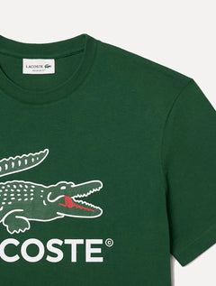 Camiseta Lacoste Masculina Jersey Croco Signature Logo Verde Escuro