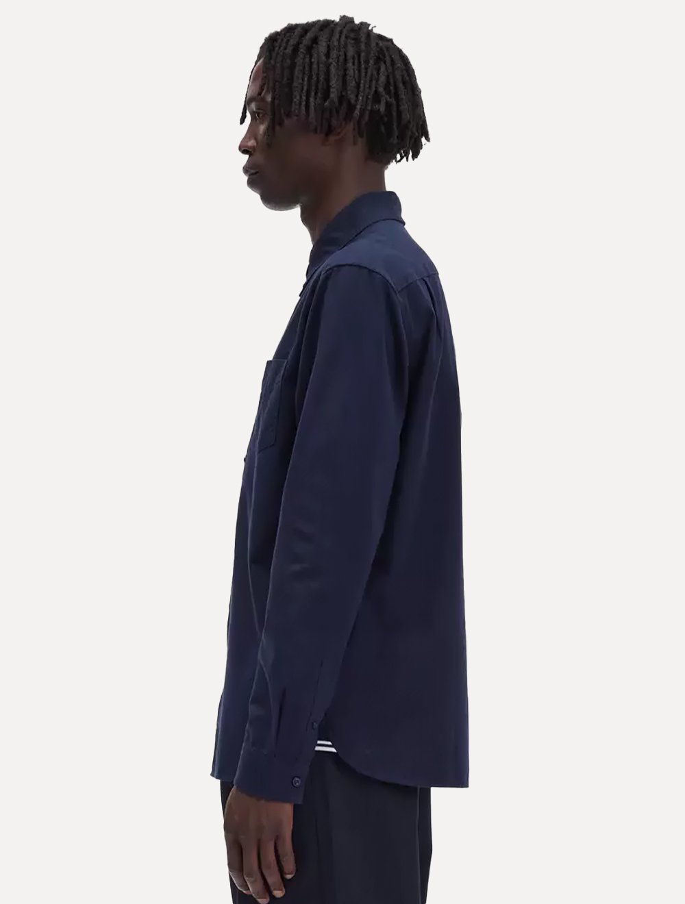 Camisa Fred Perry Masculina Oxford Pocket Light Logo Azul Escuro