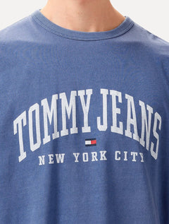 Camiseta Tommy Jeans Masculina Regular Logo Varsity Washed Azul Royal
