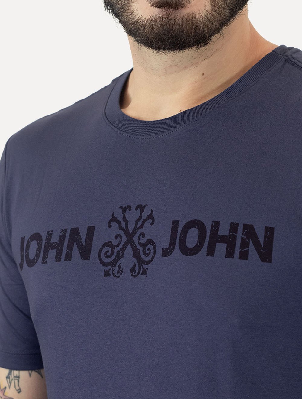 Camiseta John John Masculina JJ Basic Logo Rusty Azul Médio