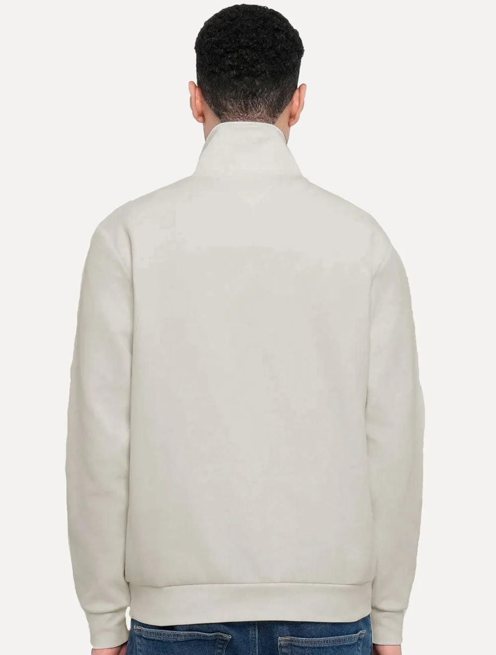 Suéter Tommy Hilfiger Masculino Essential Cotton Half Zip Mock Areia