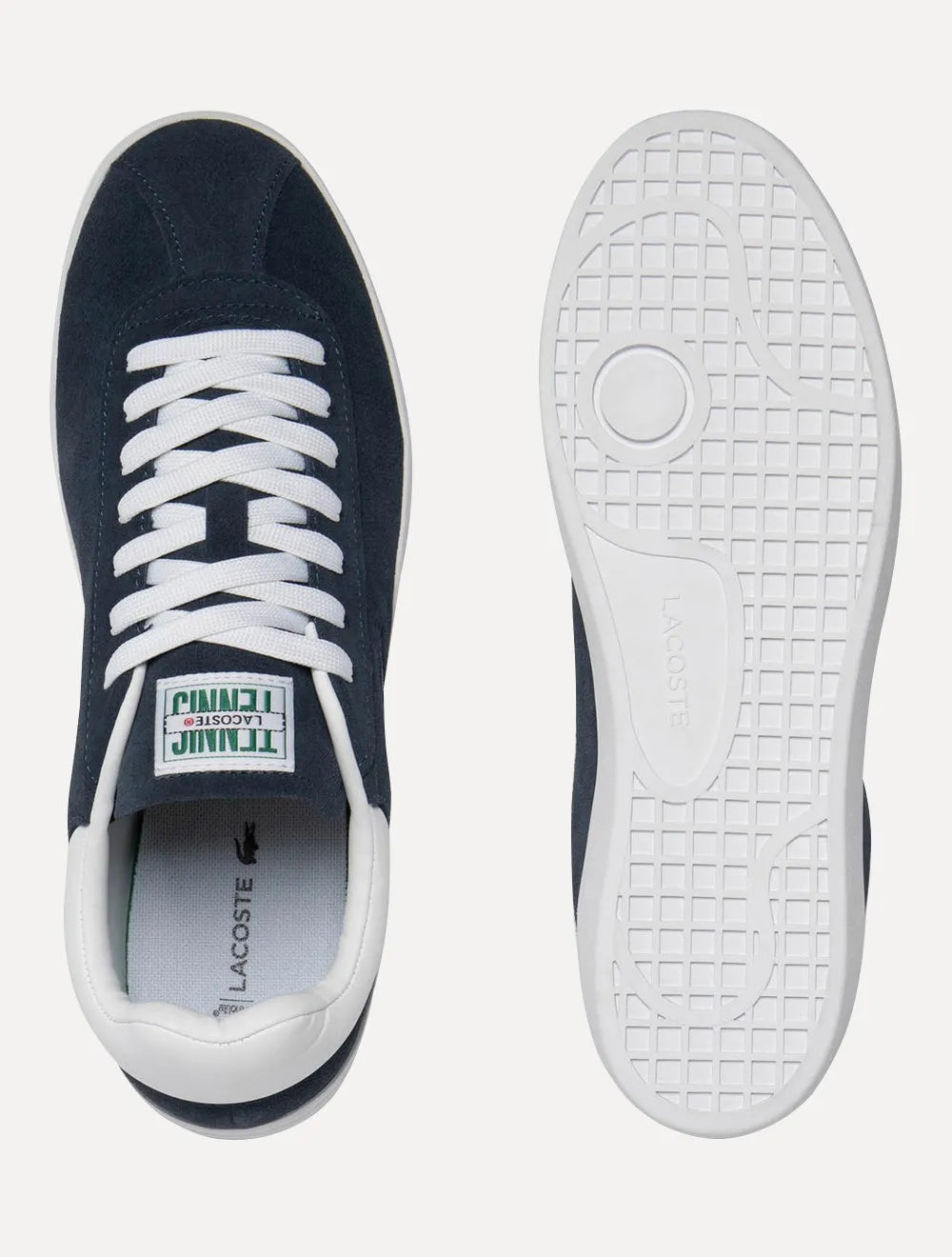 Tênis Lacoste Masculino Couro Suede Baseshot Nvy/Wht Azu Marinho