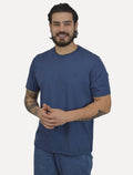 Camiseta Individual Masculina Comfort Pima Soft Touch Logo Azul Médio