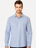 Camisa Dudalina Masculina Slim Superfine Cotton Listrada Light Azul Médio