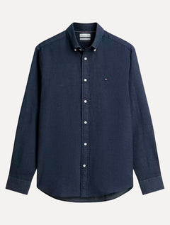 Camisa Tommy Hilfiger Masculina Regular Flex Pop Dobby Azul Escuro
