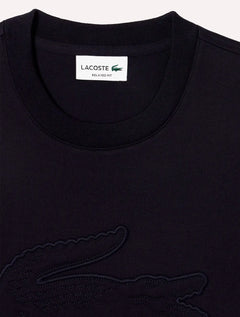 Camiseta Lacoste Masculina Relaxed Fit Quilted Badge Jersey Azul Marinho