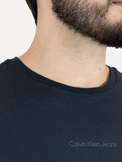 Camiseta Calvin Klein Jeans Masculina Manga Longa Institutional Azul Marinho