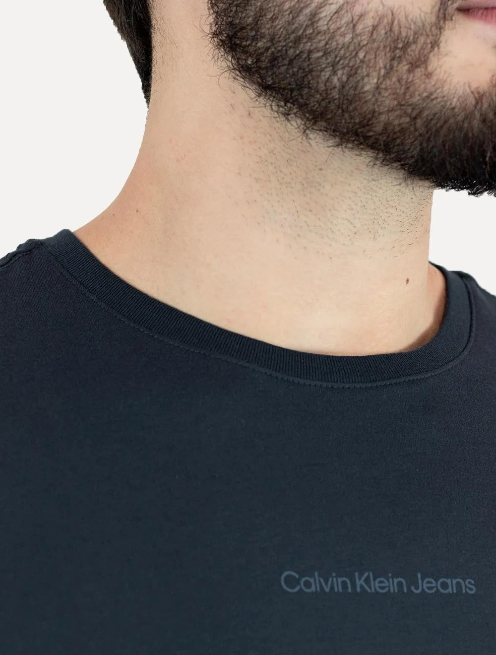 Camiseta Calvin Klein Jeans Masculina Manga Longa Institutional Azul Marinho