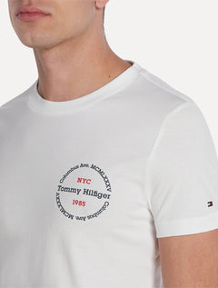 Camiseta Tommy Hilfiger Masculina Columbus Roundle Logo Branco