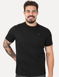 Camiseta Replay Masculina Regular Basic Crewneck Embroidery Logo Preta