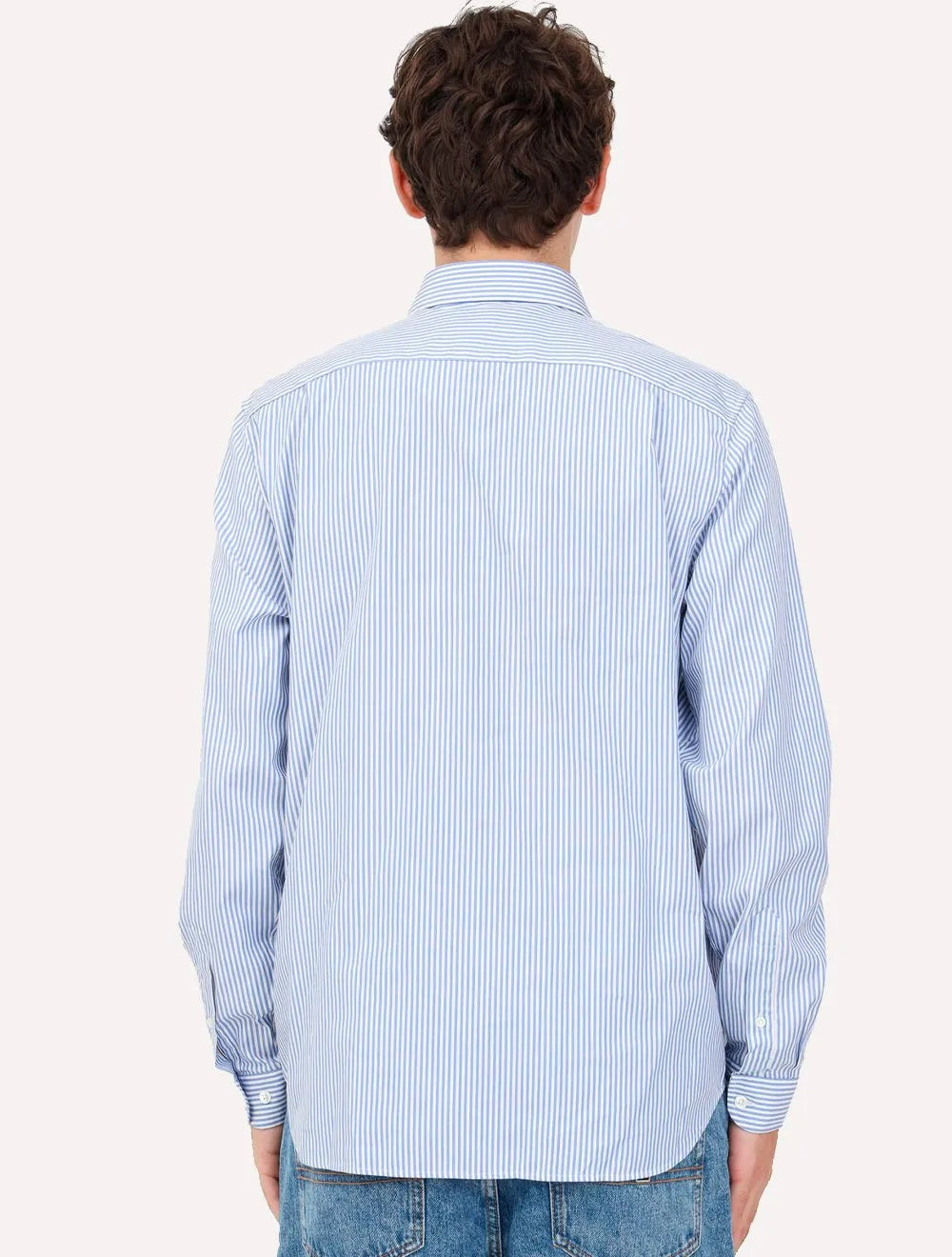 Camisa Lacoste Masculina Regular Striped Cotton Azul Claro/ Branca