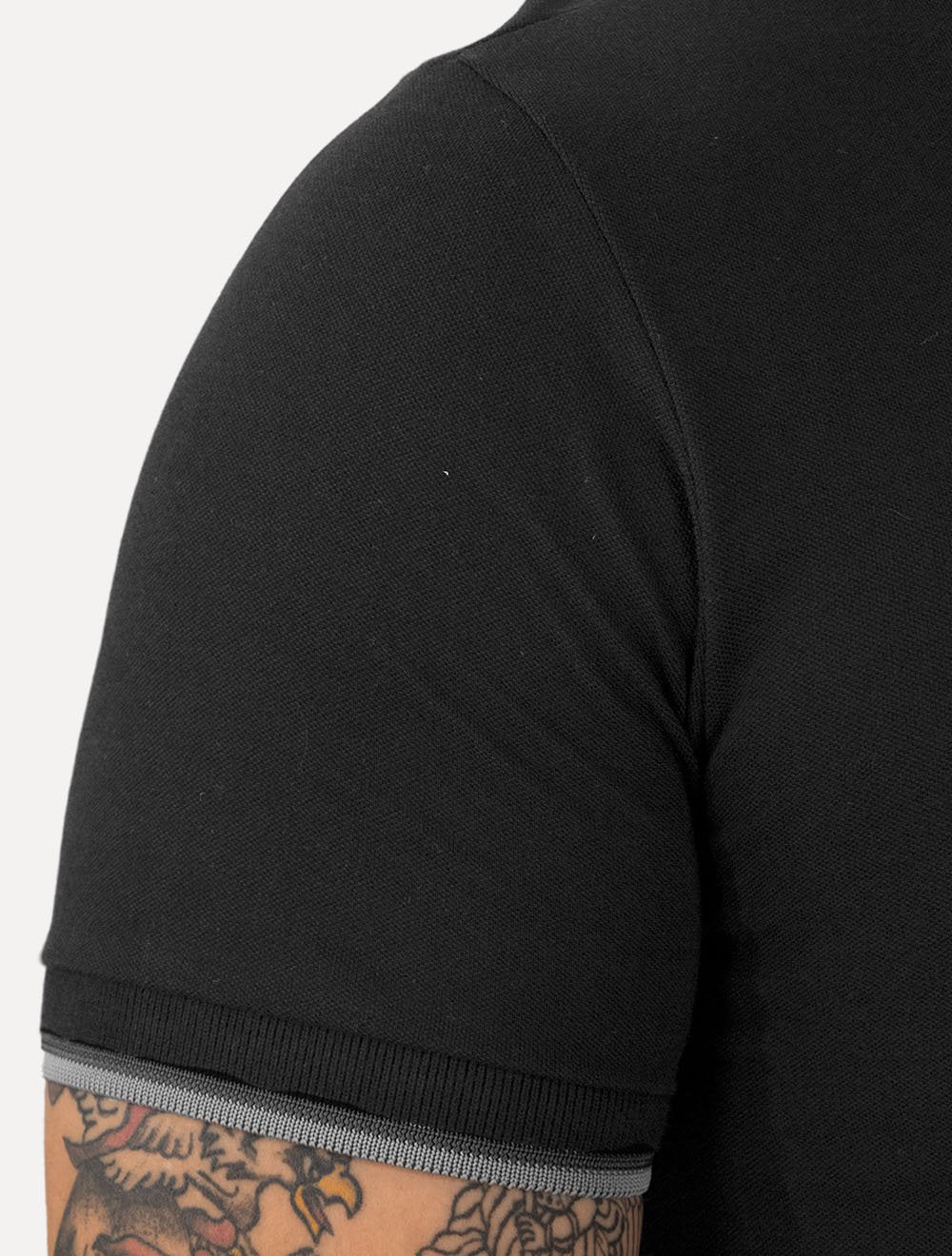 Polo John John Masculina Two Lines Preta