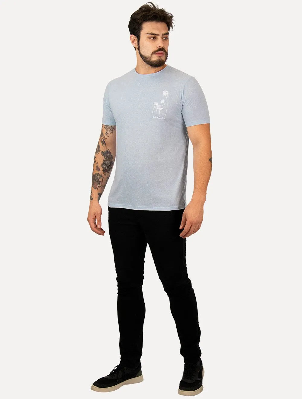 Camiseta John John Regular Beach Chair Azul Claro Mescla