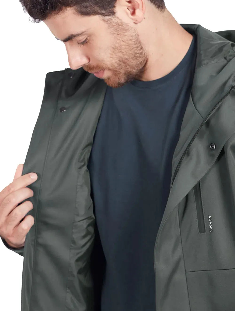 Jaqueta Aramis Masculina Nylon Hoodie Liquid Repeller Chumbo