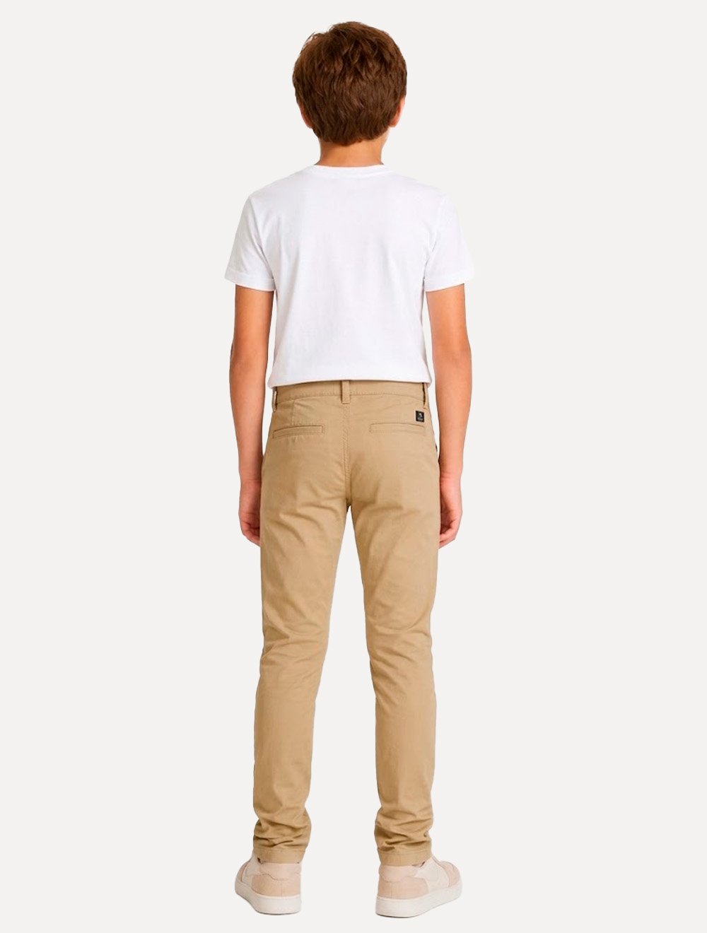 Calça Calvin Klein Jeans Infantil Low Rise Skinny Chino Caqui