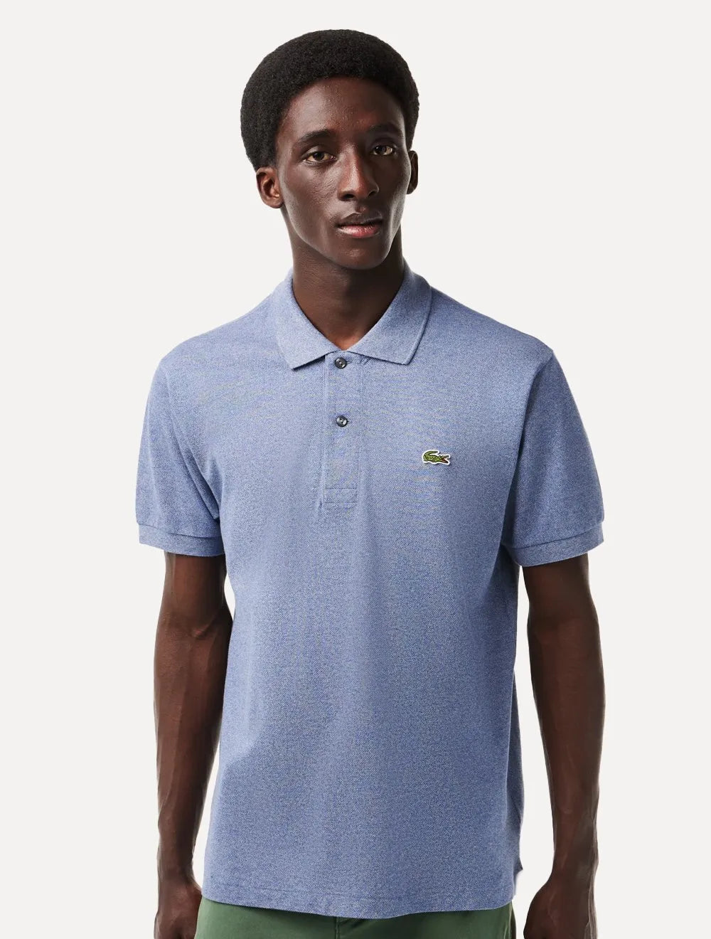 Polo Lacoste Masculina Classic Fit Mescla Azul