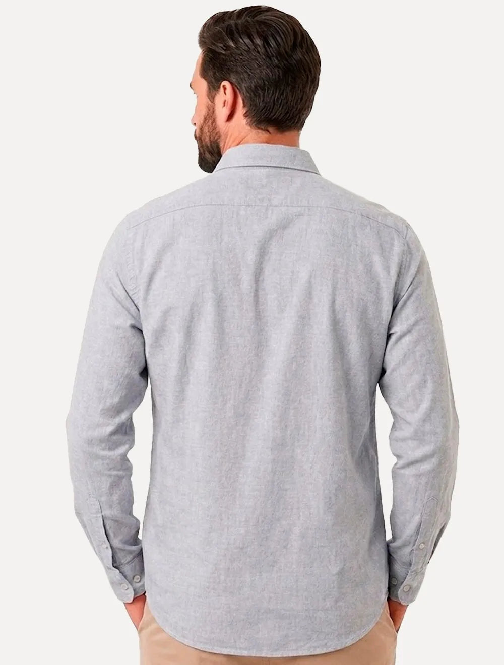 Camisa Aramis Masculina Slim Algodão Willis Cinza Claro