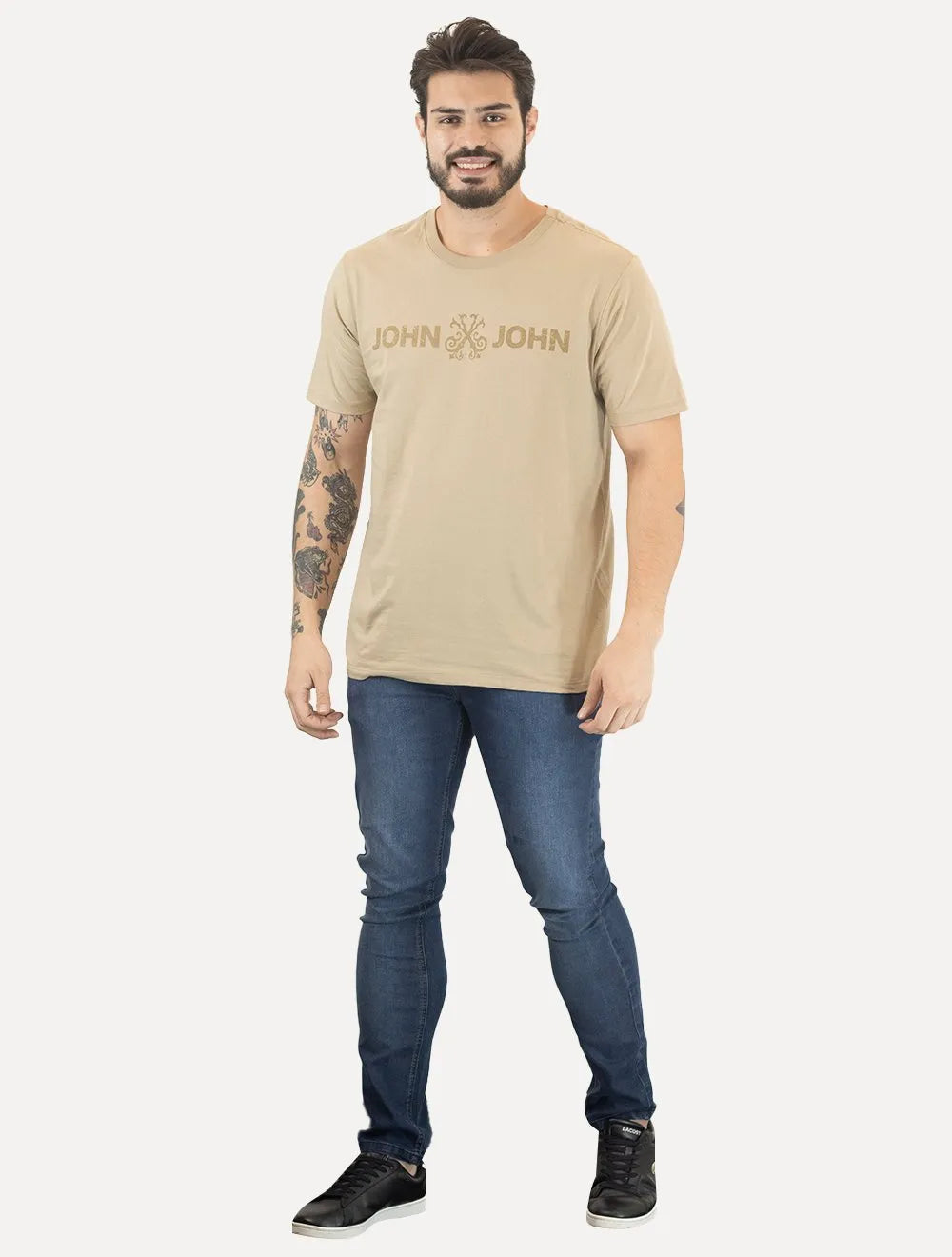 Camiseta John John Masculina JJ Basic Logo Rusty Cáqui Claro