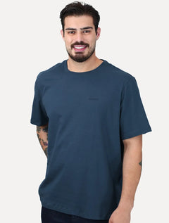 Camiseta Individual Masculina Comfort Relevo Silk Logo Azul Marinho