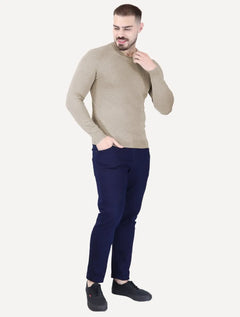 Suéter Calvin Klein Jeans Masculino Crewneck Tricot Mini Logo Cáqui Mescla