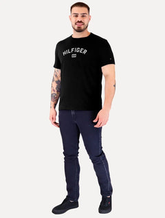 Camiseta Tommy Hilfiger Masculina Outline Arc Script Preta