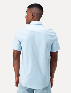 Camisa Tommy Hilfiger Masculina Manga Curta Regular Classic Pocket Poplin Azul Claro