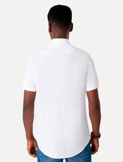 Camisa Tommy Hilfiger Masculina Manga Curta Pocket Light Oxford Branca