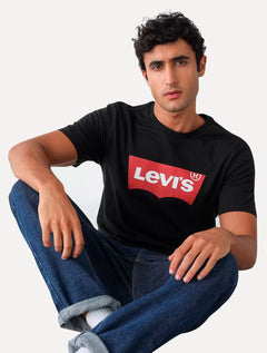 Camiseta Levis Masculina Logo Batwing Preta