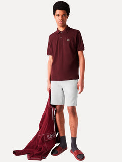 Bermuda Lacoste Masculina Moletom Fleece Signature Sash Cinza