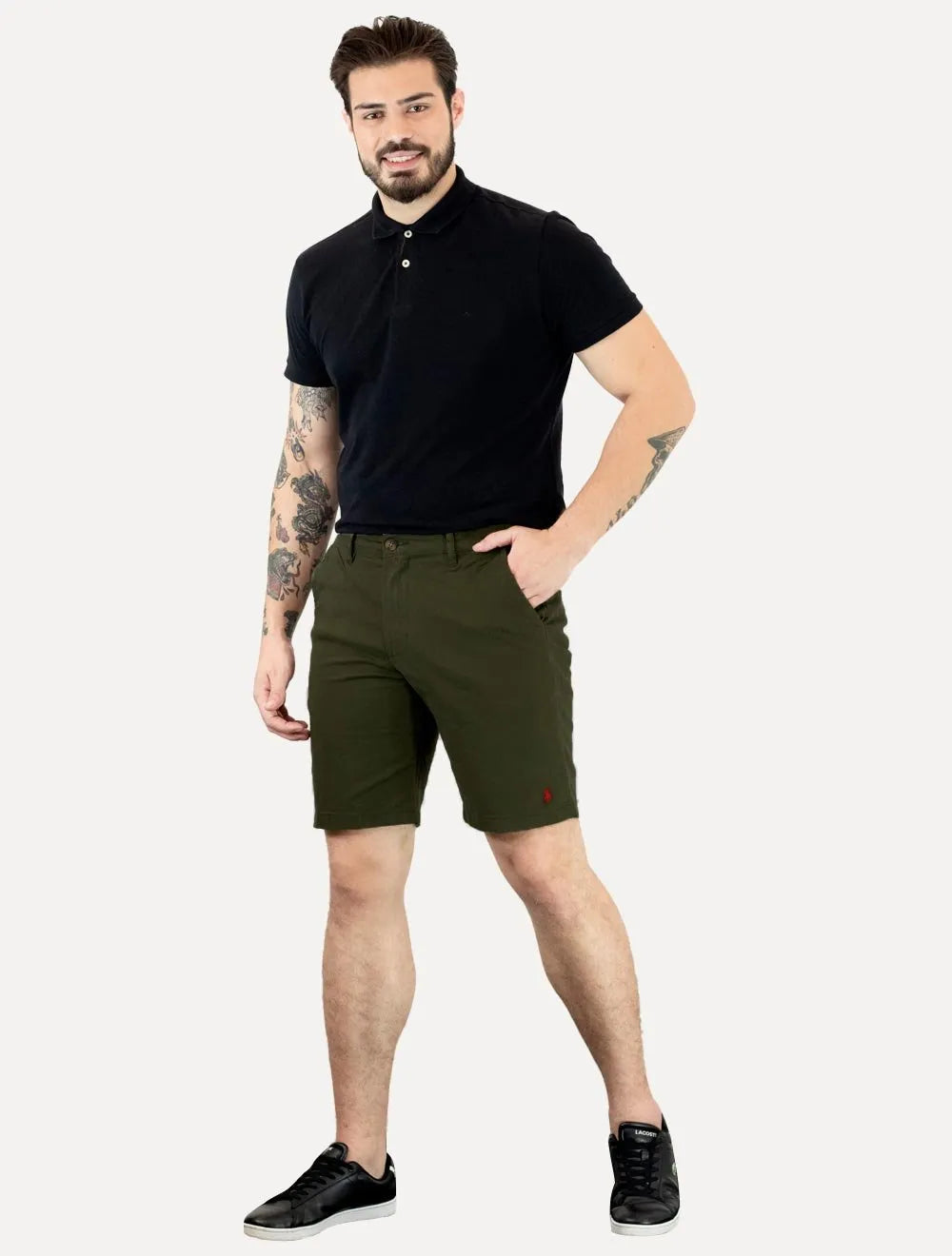Bermuda Ralph Lauren Masculina Sarja Stretch Verde Militar