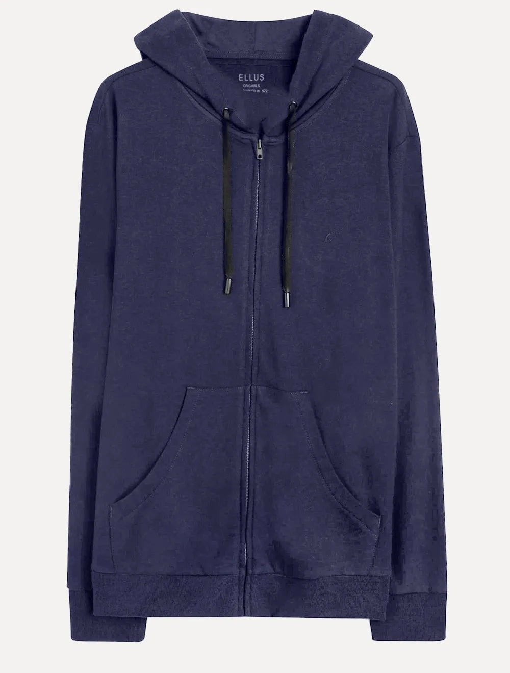 Moletom Ellus Masculino Hoodie Full Zip Logo Azul Marinho