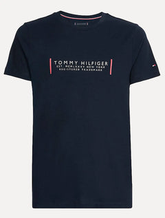 Camiseta Tommy Hilfiger Masculina Text Bar Corp Azul Marinho