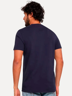 Camiseta Ellus Masculina Cotton Fine Classic Logo Azul Marinho