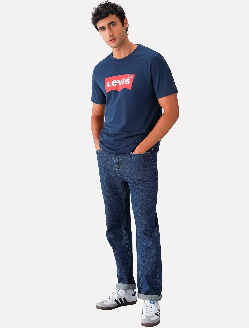 Camiseta Levis Masculina Logo Batwing Azul Marinho